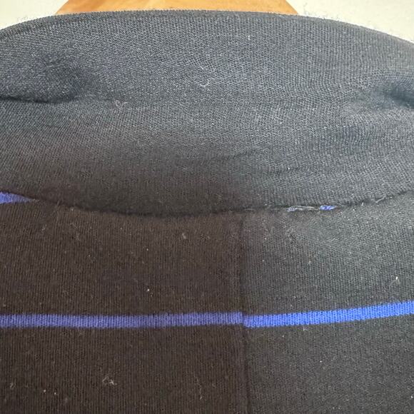 1990's Chanel Boutique Wool Black Blue Striped Jacket Skirt Set Lion Head Button - Picture 13 of 13